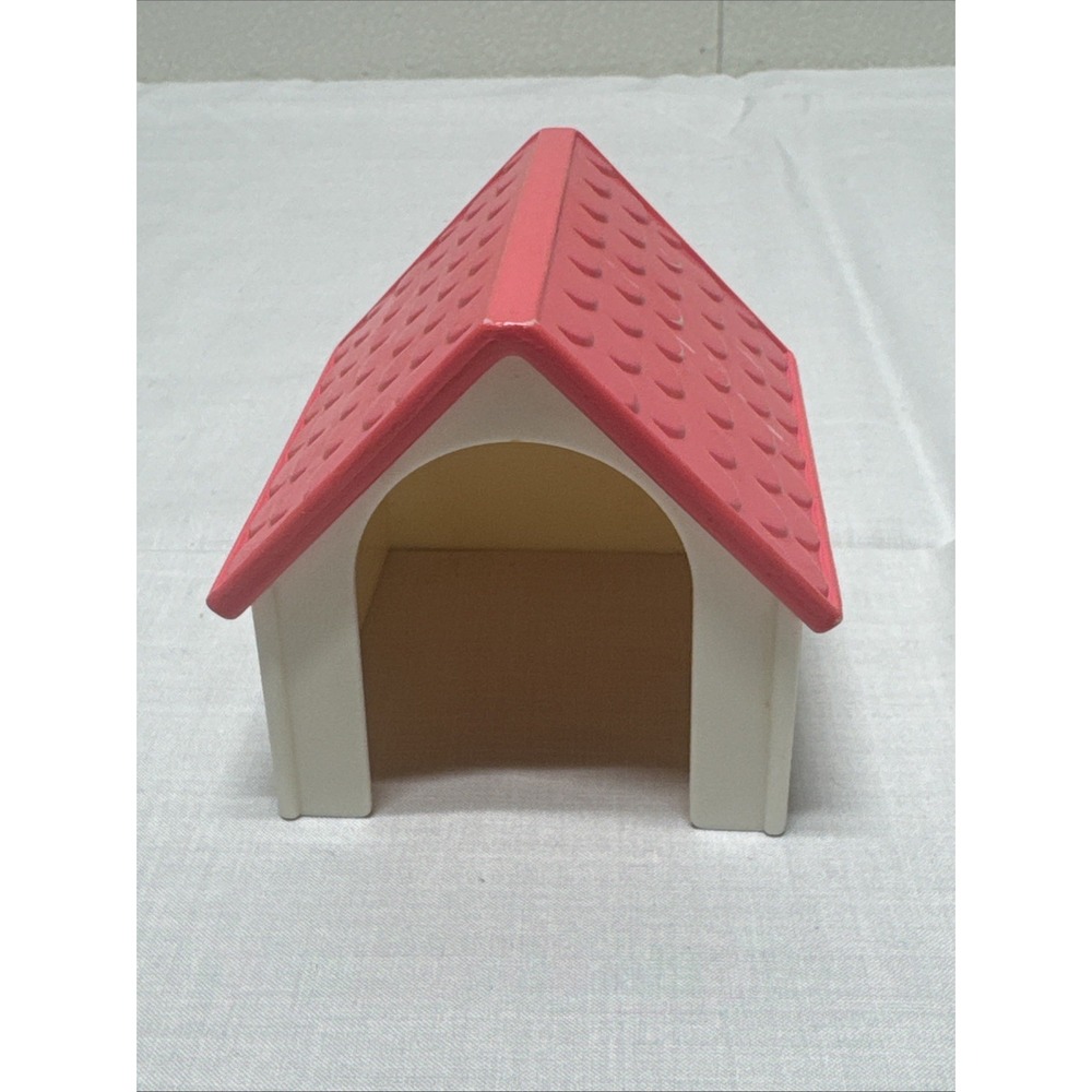 Vintage Mattel Fisher Price Little People Dog House Pink Roof 2005